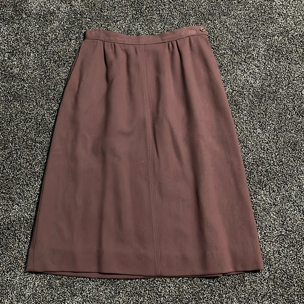 Vintage 70s 80s Sir… for Her mauve pure wool skirt basic retro business casual